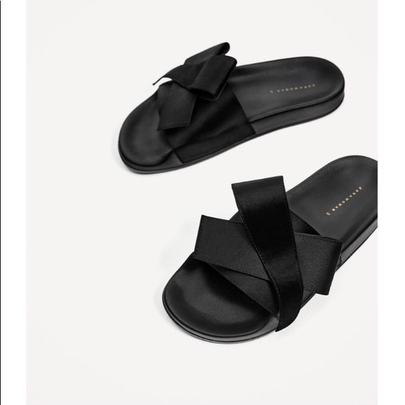 black satin slides